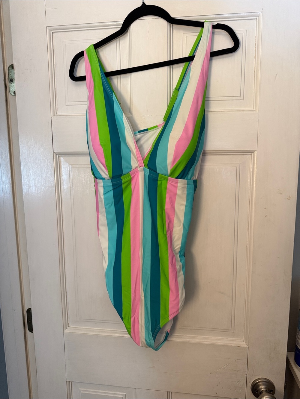 torrid Multicolor Stripe V‑Neck One‑Piece Swimsuit